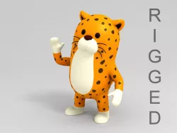 Rigged Leopard Character 3D model