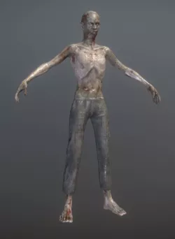 Rigged Skinny Zombie Low-poly  3D model