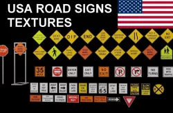 Road Signs Collection with Textures - US Signs Set - 50 Items Low-poly  3D model