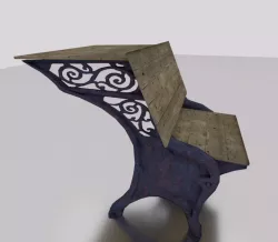 Rusty Cast Iron antique School Desk 3D model