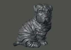 Shar Pei Puppy Sculpture Dog Statue 3D Scan Free 3D print model
