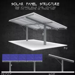Solar panels stand alone structure steel column with base Low-poly  3D model