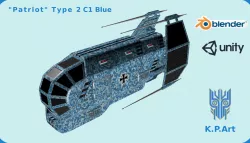 Spaceship Patriot Type 2 C1 Blue Low-poly  3D model