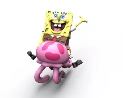 Spongebob squarepants jellyfish riding Free 3D print model