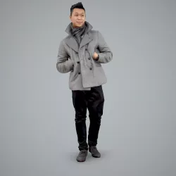 Standing Posing Man with Grey Coat CMan0100-HD2-O02P01-S 3D model