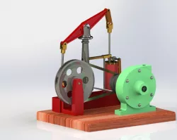 steam engine with horzontal beam and centrifugal pump Free 3D print model