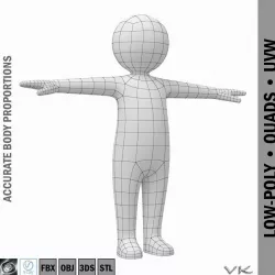 Toddler Stickman Character Low-poly  3D model