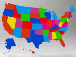 United States Map With All 50 States 3D model Low-poly  3D model