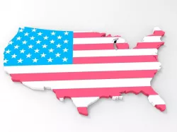 USA Map With American Flag Texture Low-poly  3D model