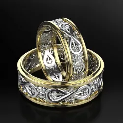 Wedding rings with the symbol of infinity and floral ornament Free 3D print model