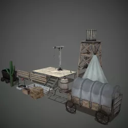 Western Props Pack Mobile Ready Low-poly  3D model