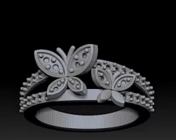 Women butterfly ring detail 3D print model Free 3D print model