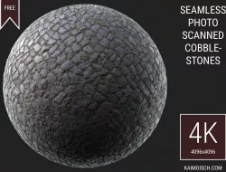 3D Scanned Seamless Cobblestone Pavement Texture