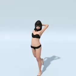 A Nude Sexy Girl Black Bra and Panty Free 3D model