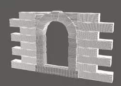Arched stone window with blocks Free 3D model