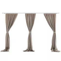 Beige Triple Curtains 3D model