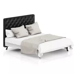Black Leather Bed 3D model