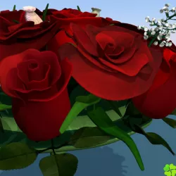 Bridal bouquet of lisianthus and roses multicolor 3D model