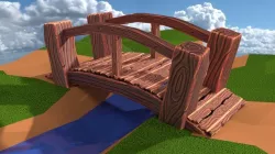 Cartoon Wooden Bridge Low-poly  3D model