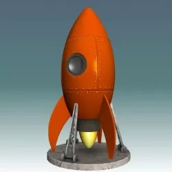 Cartoonish space rocket Free 3D model