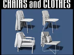Chairs and clothes 3D model