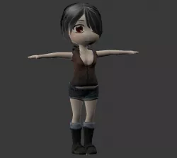 Chibi Girl with Outfit Free low-poly  3D model