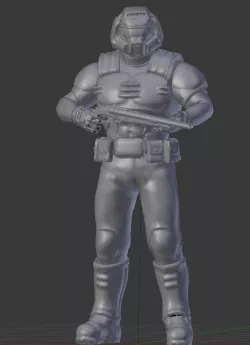 Classic Doomguy with Super Shotgun and 3D print Free low-poly  3D model