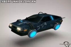Cyberpunk Flying Car DeLorean Free 3D model