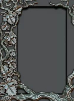 Decorative frame with grape leaves Free 3D model