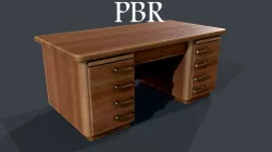 Desk Table Wooden Free low-poly  3D model