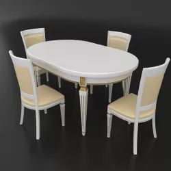 Dining set of classical design Nike Avorio table and chairs 3D model