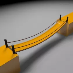 Dynamic bridge with gravity and wind Low-poly  3D model