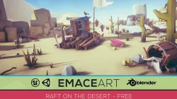 Free Low Poly - Raft on the desert Free low-poly  3D model