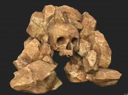 Free Yeallow Rock Skull Gate Free low-poly  3D model