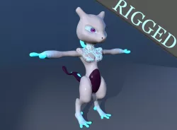 Glowing Mewtwo Free low-poly  3D model