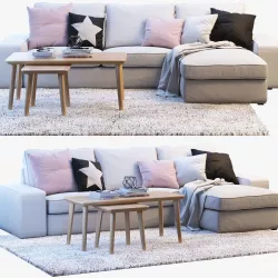  Ikea KIVIK 3 Two-seat sofa with chaise longue 3D model