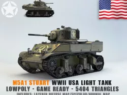 Low Poly M5A1 Stuart light tank Low-poly  3D model
