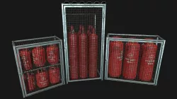 Low Poly PBR Gas Bottle Collection with Storage Cages Low-poly  3D model