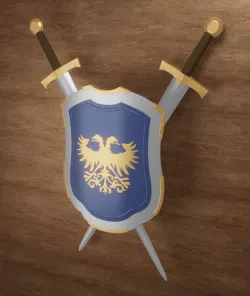 Medieval Shield with double headed eagle emblem Free 3D model