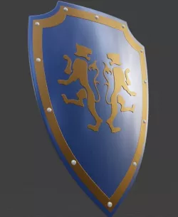 Medieval Two Tiger Emblem Shield Free 3D model