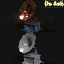 Old Gramophone Low-poly  3D model