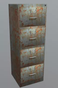 Random Rusty Filing Cabinet Low-poly  3D model