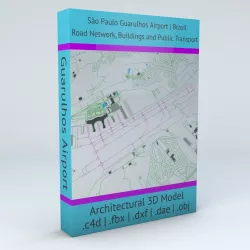 Sao Paulo Guarulhos GRU Airport Roads Buildings and Public Trans 3D model