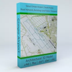 Seoul Gimpo GMP Airport Roads Buildings and Public Transport 3D model