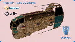 Spaceship Patriot Type 2 C1 Brown Low-poly  3D model
