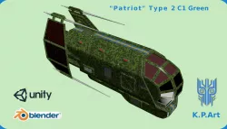 Spaceship Patriot Type 2 C1 Green Low-poly  3D model