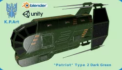 Spaceship Patriot Type 2 Dark Green Low-poly  3D model