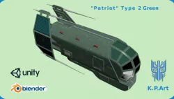 Spaceship Patriot Type 2 Green Low-poly  3D model