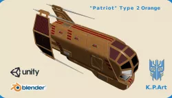 Spaceship Patriot Type 2 Orange Low-poly  3D model