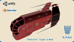 Spaceship Patriot Type 2 Red Low-poly  3D model